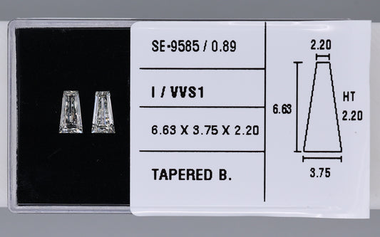 0.89 Carat Natural I VVS1 Tapered baguette Diamond SE-9585