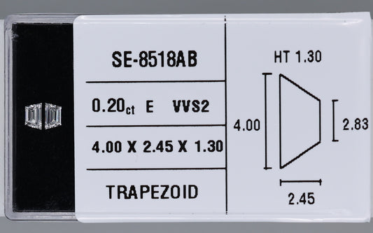 0.20 Carat Natural E VVS2 Trapezoid Diamond SE-8518AB