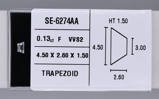 0.13 Carat Natural F VVS2 Trapezoid Diamond SE-6274AA