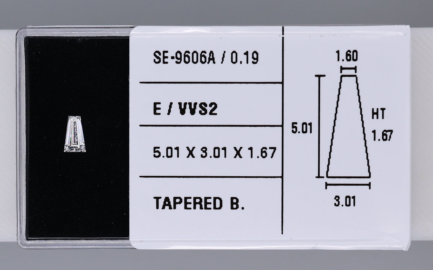 0.19 Carat Natural E VVS2 Tapered baguette Diamond SE-9606A