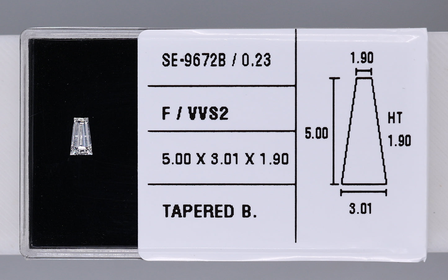 0.23 Carat Natural F VVS2 Tapered baguette Diamond SE-9672B