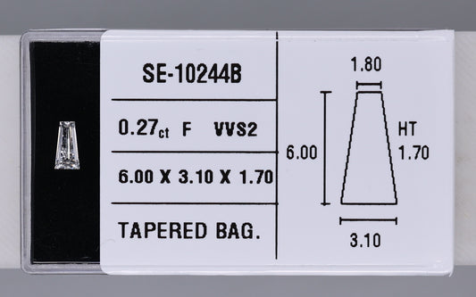 0.27 Carat Natural F VVS2 Tapered baguette Diamond SE-10244B