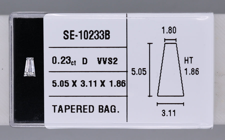 0.23 Carat Natural D VVS2 Tapered baguette Diamond SE-10233B