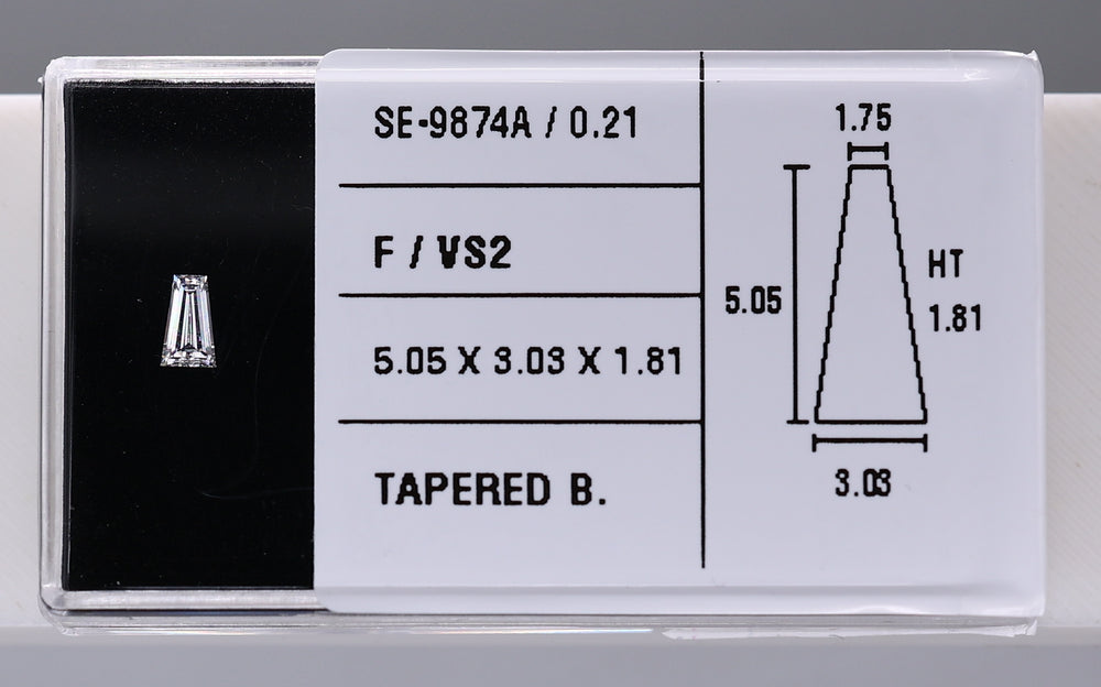0.21 Carat Natural F VS2 Tapered baguette Diamond SE-9874A