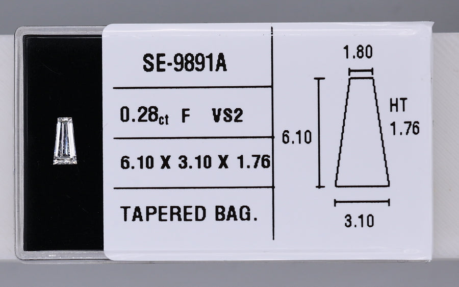 0.28 Carat Natural F VS2 Tapered baguette Diamond SE-9891A