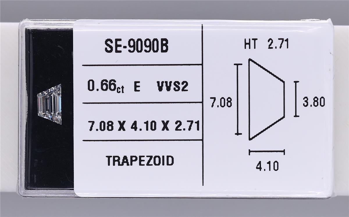 0.66 Carat Natural E VVS2 Trapezoid Diamond SE-9090B
