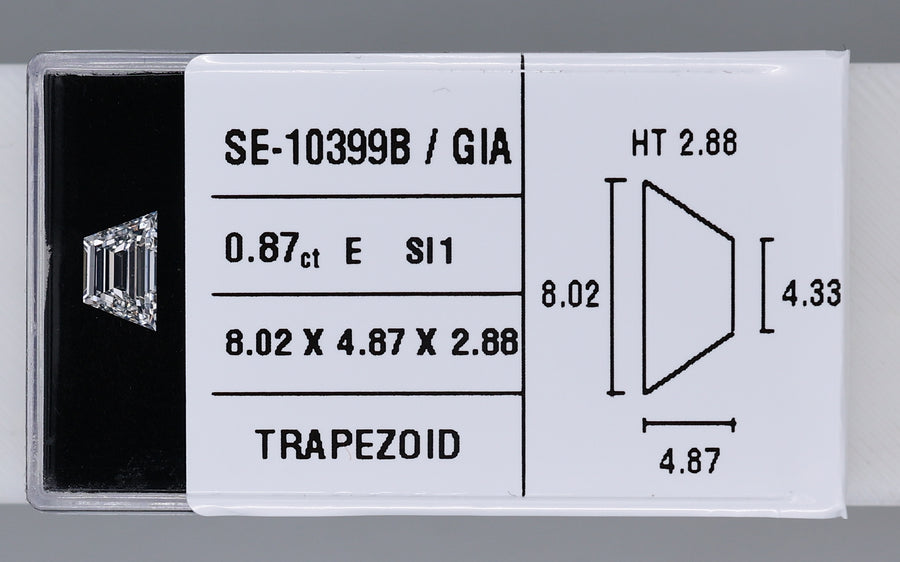 0.87 Carat Natural E SI1 Trapezoid Diamond SE-10399B