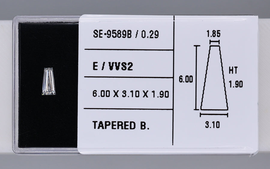 0.29 Carat Natural E VVS2 Tapered baguette Diamond SE-9589B