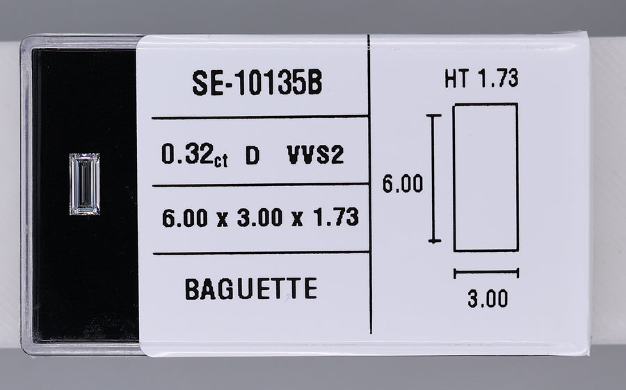 0.32 Carat Natural D VVS2 Baguette Diamond SE-10135B