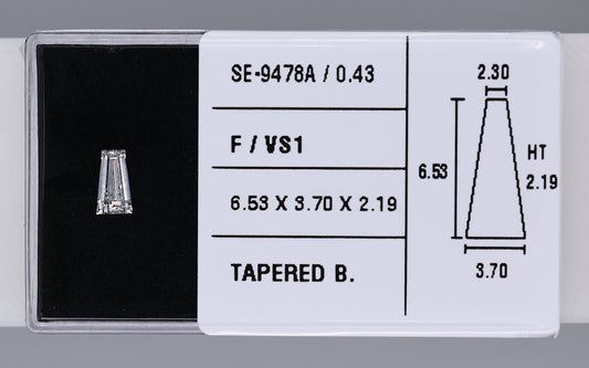 0.43 Carat Natural F VS1 Tapered baguette Diamond SE-9478A
