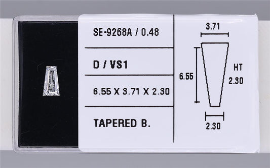 0.48 Carat Natural D VS1 Tapered baguette Diamond SE-9268A