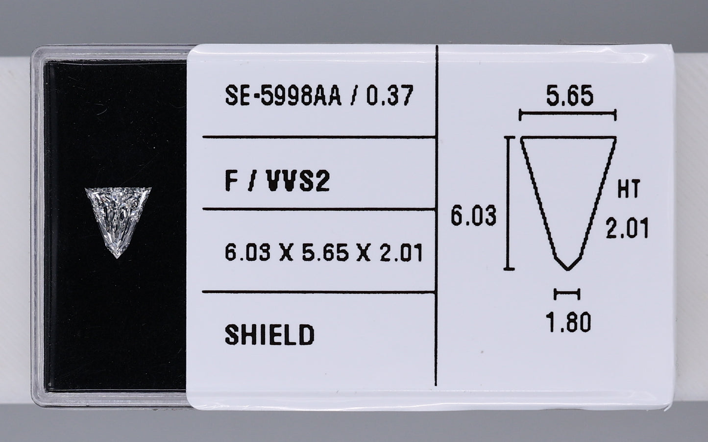 0.37 Carat Natural F VVS2 Shield Diamond SE-5998AA