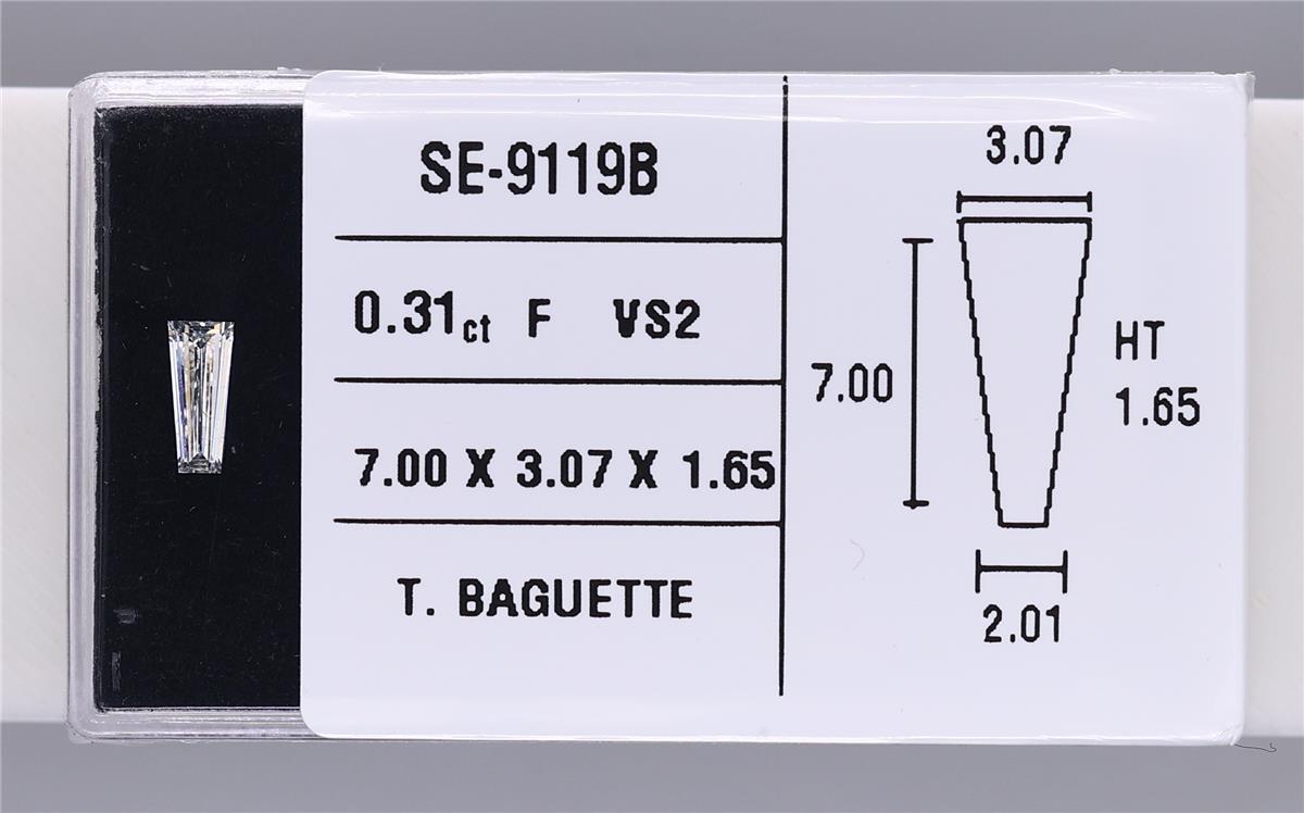 0.31 Carat Natural F VS2 Tapered baguette Diamond SE-9119B