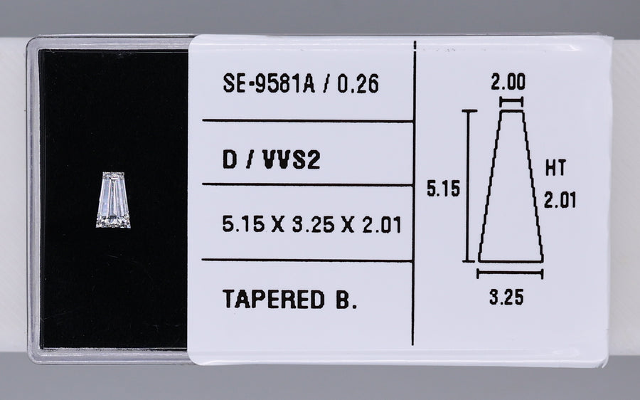 0.26 Carat Natural D VVS2 Tapered baguette Diamond SE-9581A