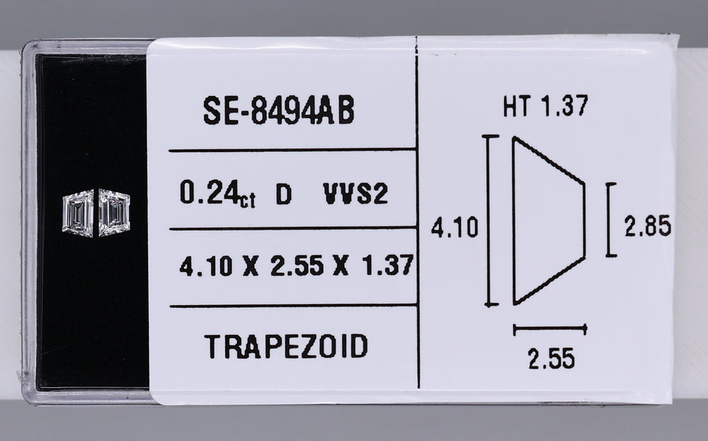 0.24 Carat Natural D VVS2 Trapezoid Diamond SE-8494AB