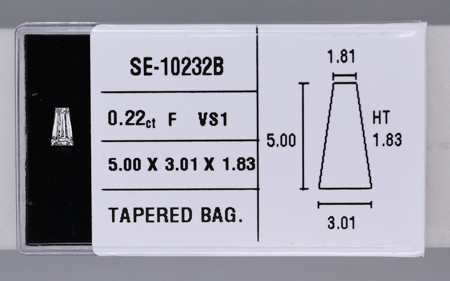 0.22 Carat Natural F VS1 Tapered baguette Diamond SE-10232B
