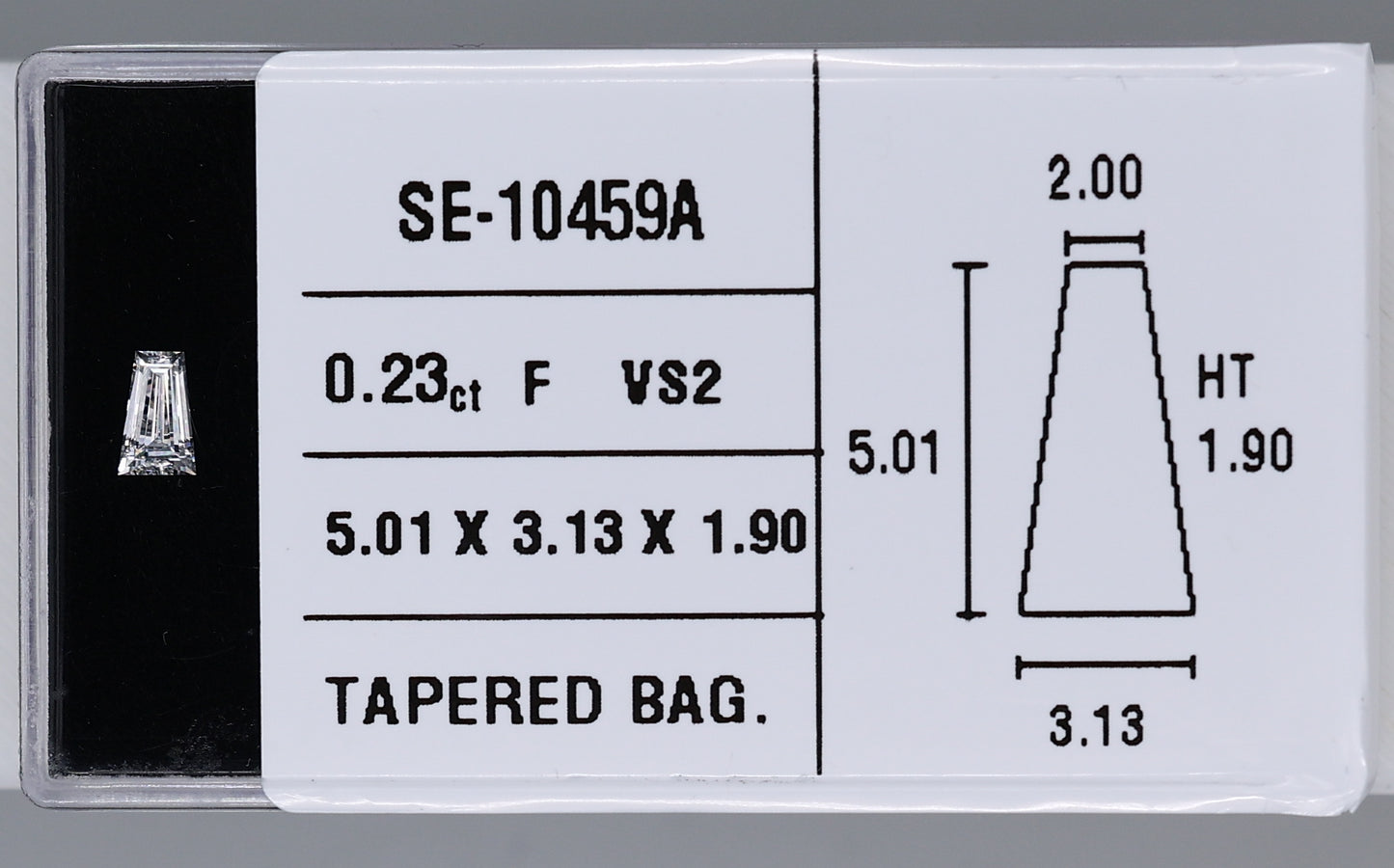 0.23 Carat Natural F VS2 Tapered baguette Diamond SE-10459A