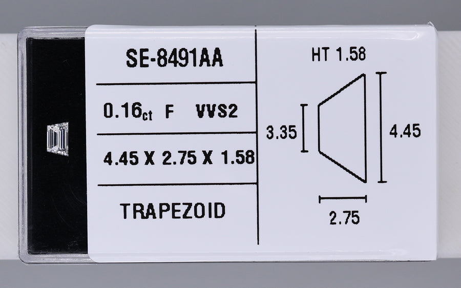 0.16 Carat Natural F VVS2 Trapezoid Diamond SE-8491AAA