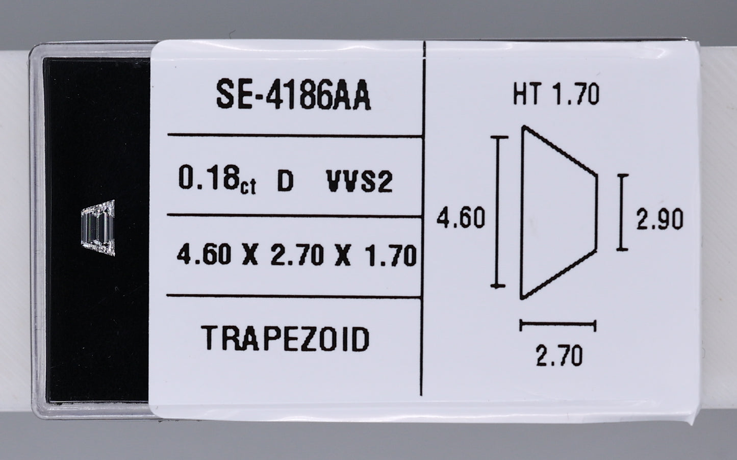 0.18 Carat Natural D VVS2 Trapezoid Diamond SE-4186A