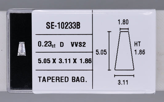 0.23 Carat Natural D VVS2 Tapered baguette Diamond SE-10233B