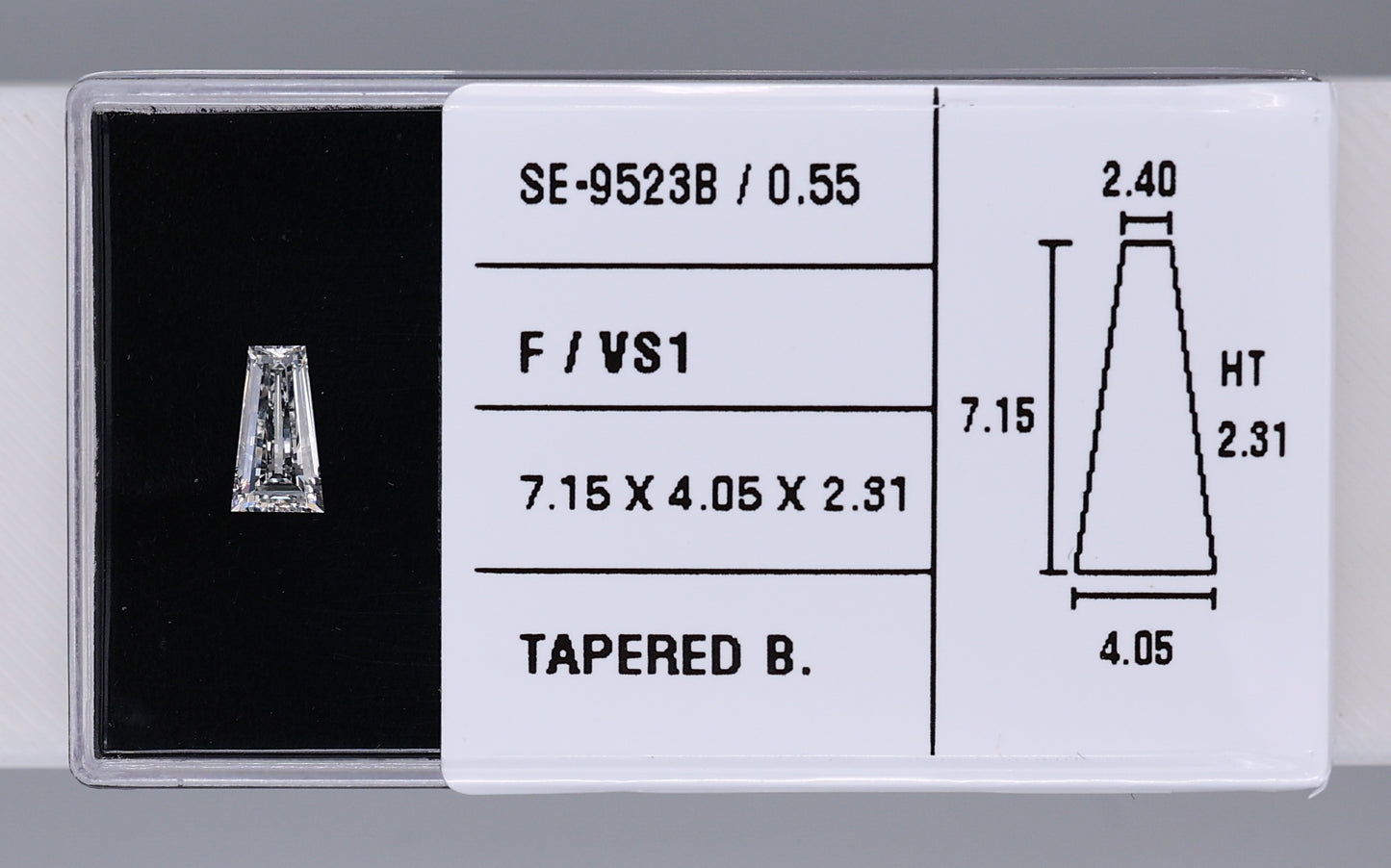 0.55 Carat Natural F VS1 Tapered baguette Diamond SE-9523B