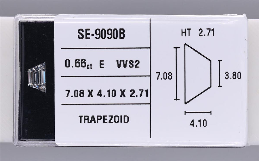 0.66 Carat Natural E VVS2 Trapezoid Diamond SE-9090B