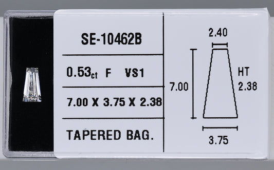 0.53 Carat Natural F VS1 Tapered baguette Diamond SE-10462B