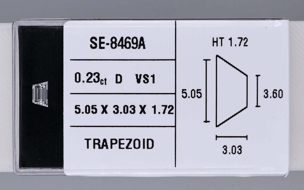 0.23 Carat Natural D VS1 Trapezoid Diamond SE-8469AA