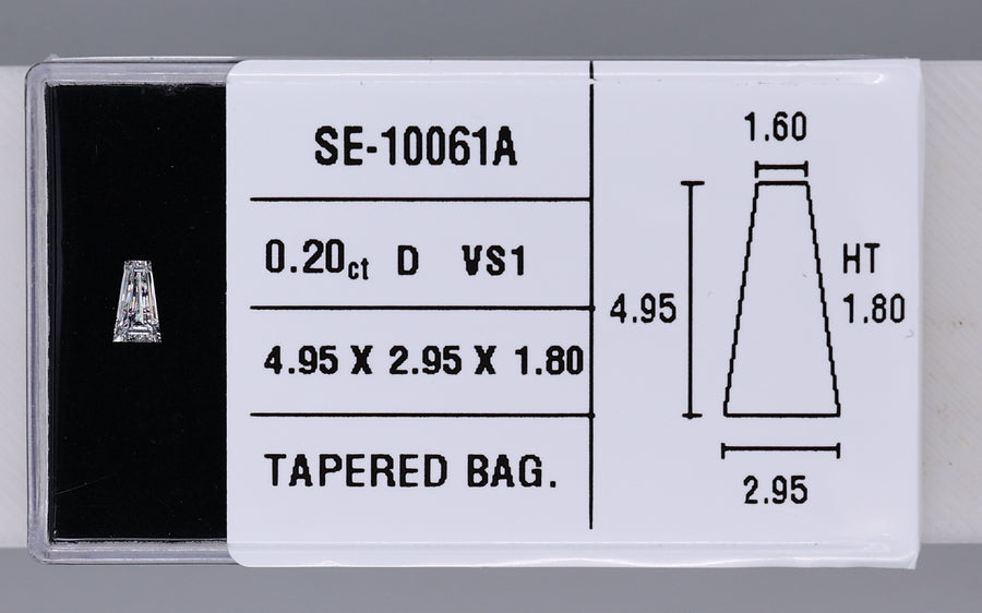 0.20 Carat Natural D VS1 Tapered baguette Diamond SE-10061A