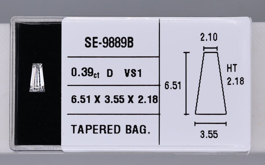 0.39 Carat Natural D VS1 Tapered baguette Diamond SE-9889B