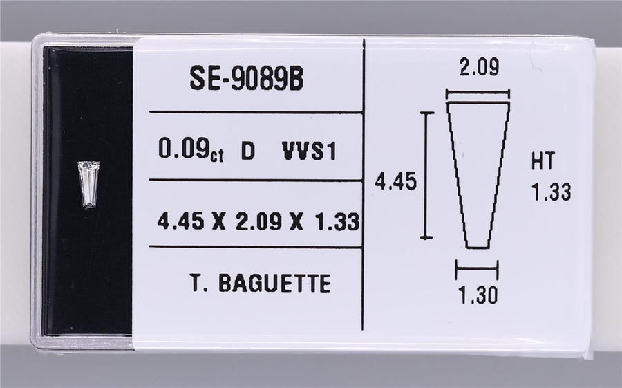0.09 Carat Natural D VVS1 Tapered baguette Diamond SE-9089B