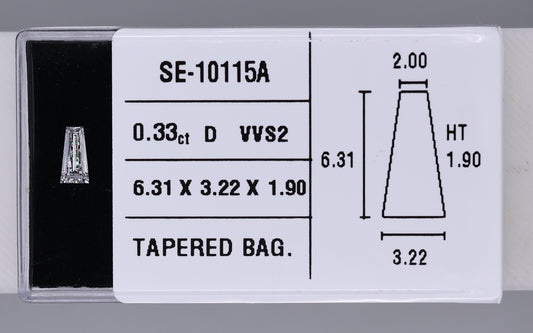 0.33 Carat Natural D VVS2 Tapered baguette Diamond SE-10115A