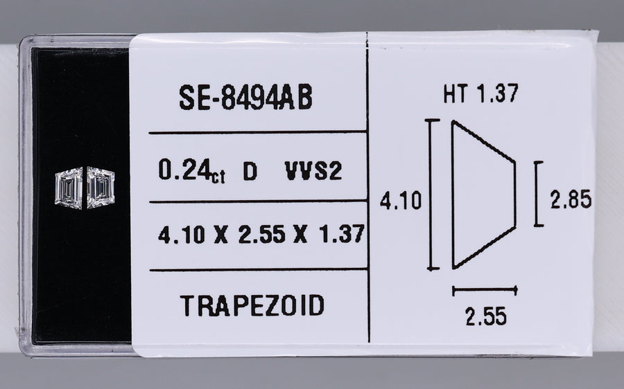 0.24 Carat Natural D VVS2 Trapezoid Diamond SE-8494AB