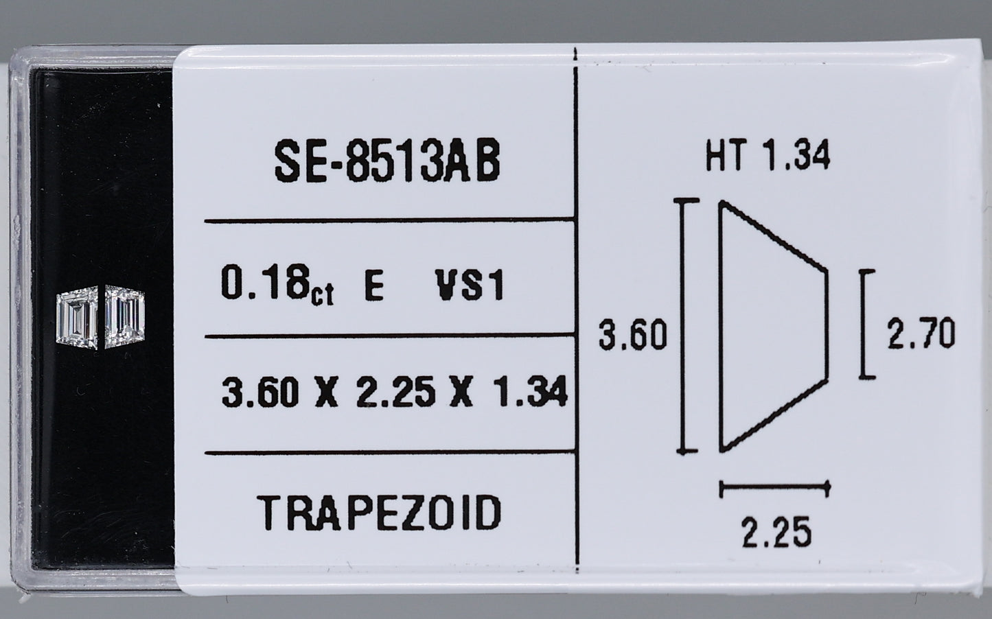 0.18 Carat Natural E VS1 Trapezoid Diamond SE-8513AB