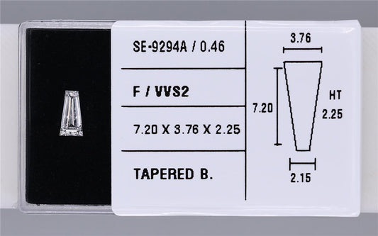 0.46 Carat Natural F VVS2 Tapered baguette Diamond SE-9294A