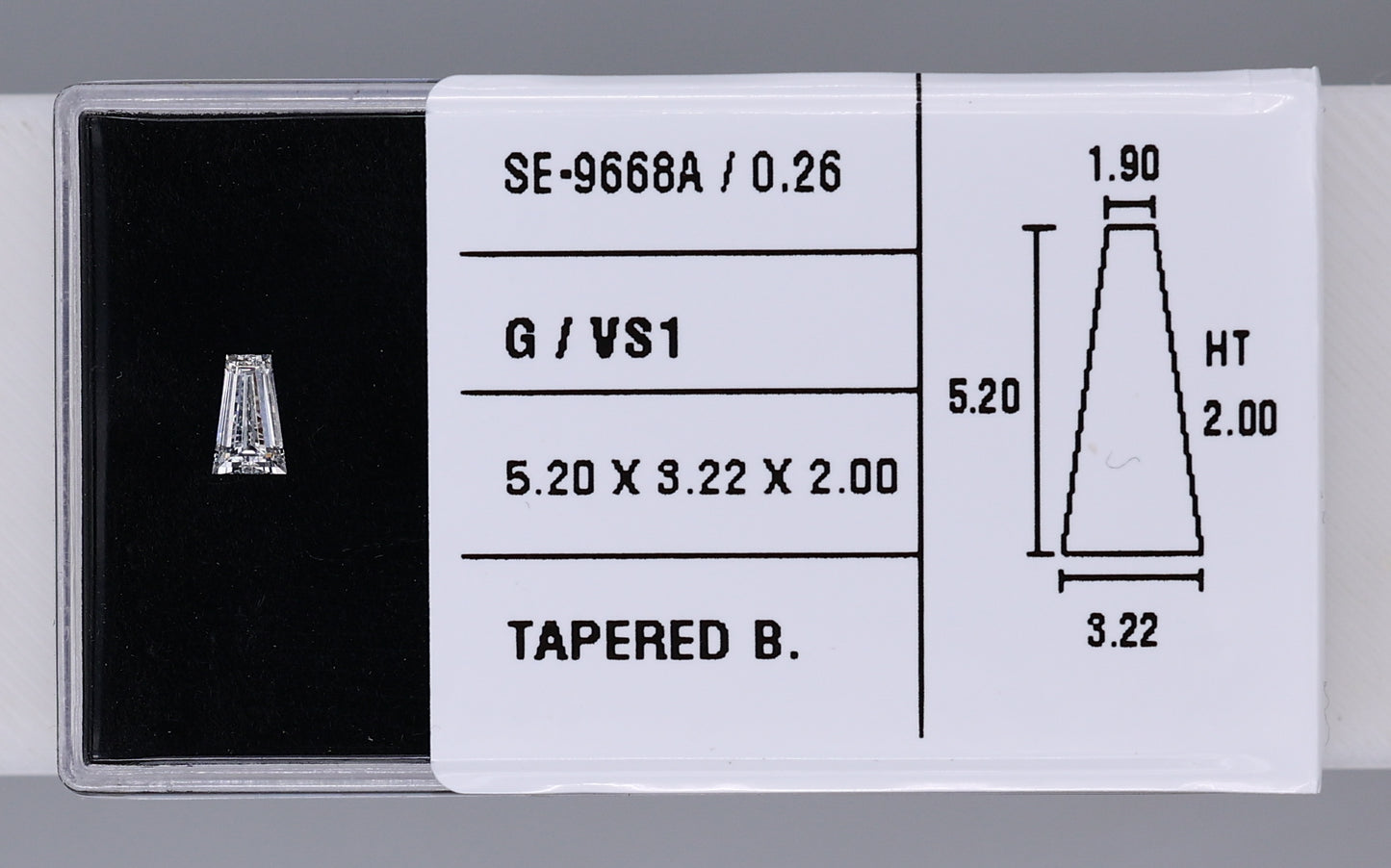 0.26 Carat Natural G VS1 Tapered baguette Diamond SE-9668A