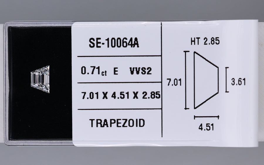 0.71 Carat Natural E VVS2 Trapezoid Diamond SE-10064A