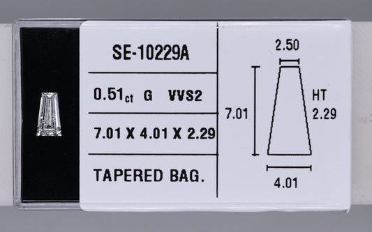 0.51 Carat Natural G VVS2 Tapered baguette Diamond SE-10229A