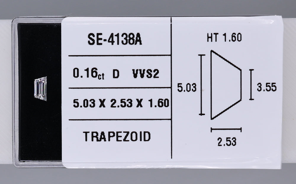 0.16 Carat Natural D VVS2 Trapezoid Diamond SE-4138AAA