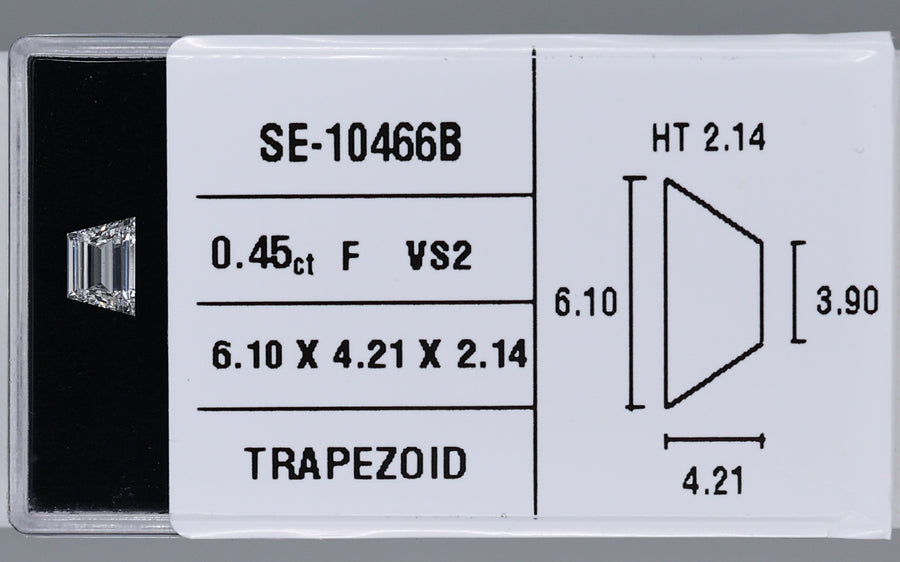 0.45 Carat Natural F VS2 Trapezoid Diamond SE-10466B