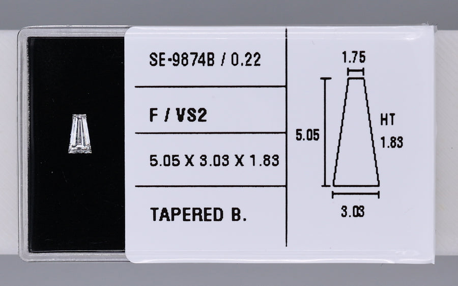 0.22 Carat Natural F VS2 Tapered baguette Diamond SE-9874B