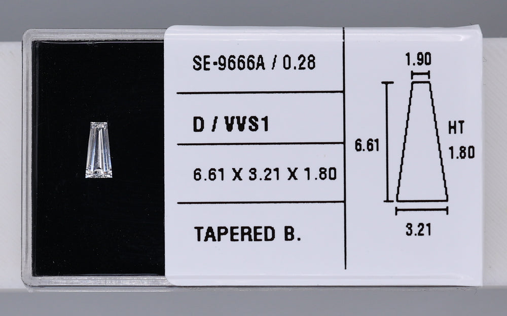 0.28 Carat Natural D VVS1 Tapered baguette Diamond SE-9666A