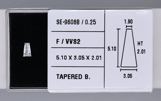 0.25 Carat Natural F VVS2 Tapered baguette Diamond SE-9608B