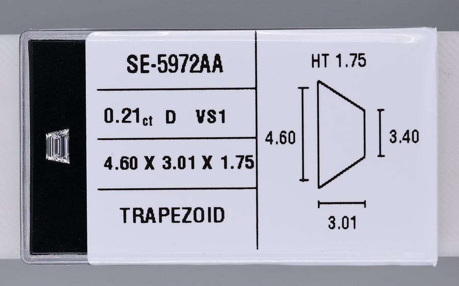 0.21 Carat Natural D VS1 Trapezoid Diamond SE-5972AA