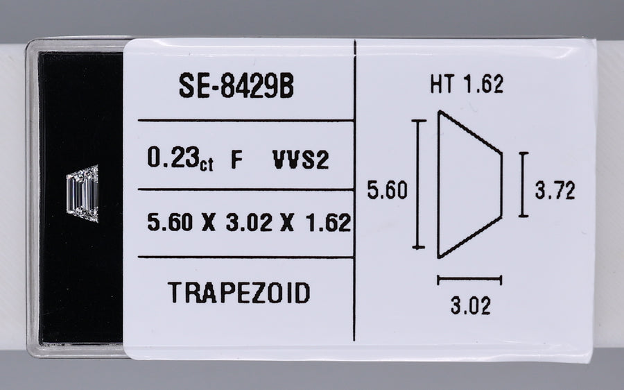 0.23 Carat Natural F VVS2 Trapezoid Diamond SE-8429BB