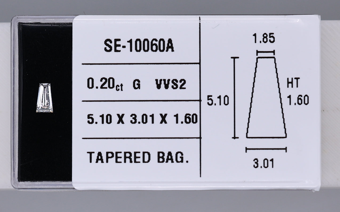 0.20 Carat Natural G VVS2 Tapered baguette Diamond SE-10060A