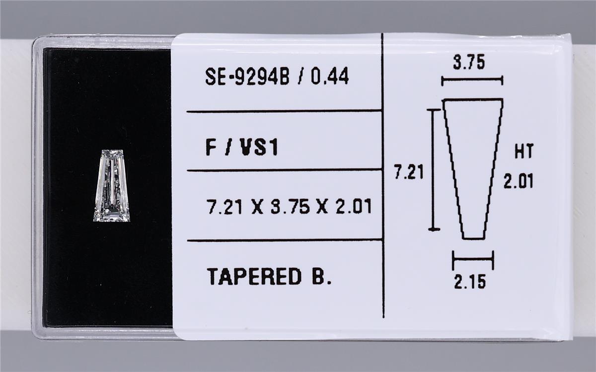 0.44 Carat Natural F VS1 Tapered baguette Diamond SE-9294B