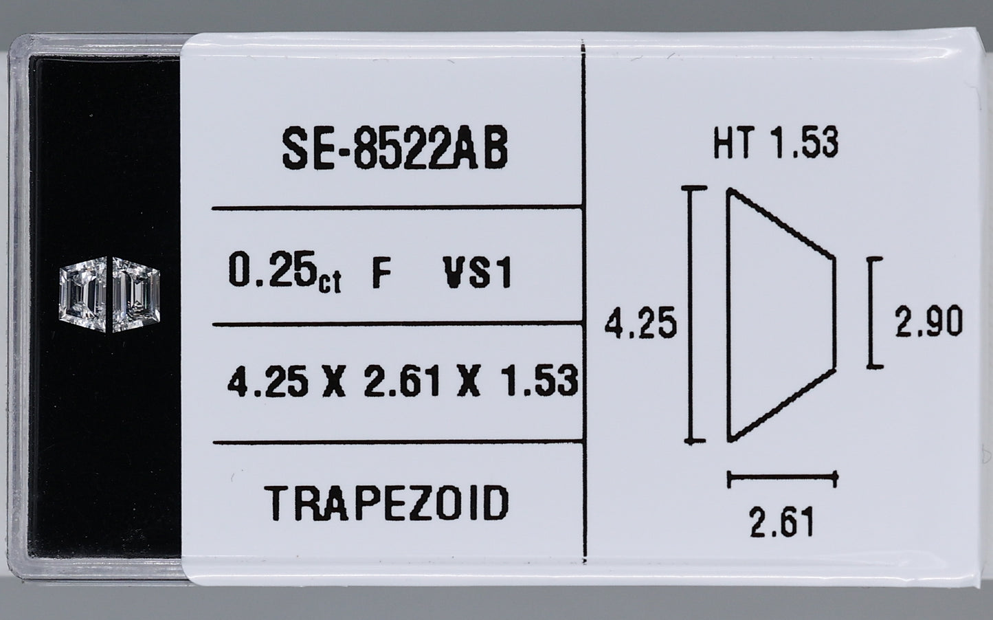 0.25 Carat Natural F VS1 Trapezoid Diamond SE-8522AB