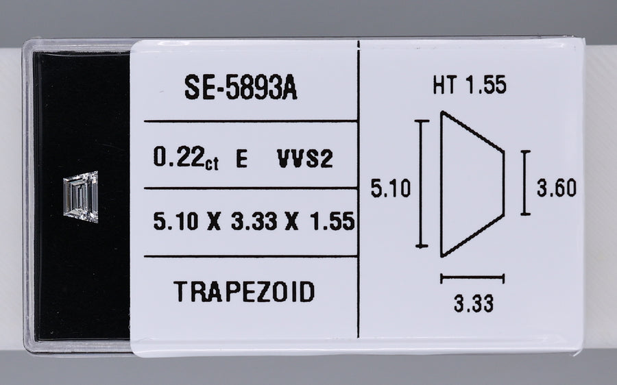 0.22 Carat Natural E VVS2 Trapezoid Diamond SE-5893AA
