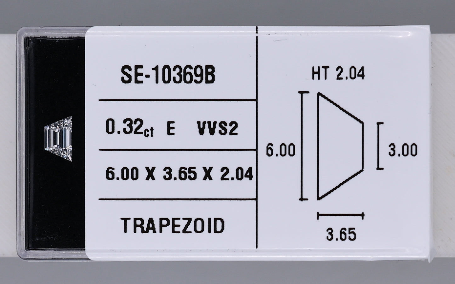 0.32 Carat Natural E VVS2 Trapezoid Diamond SE-10369B